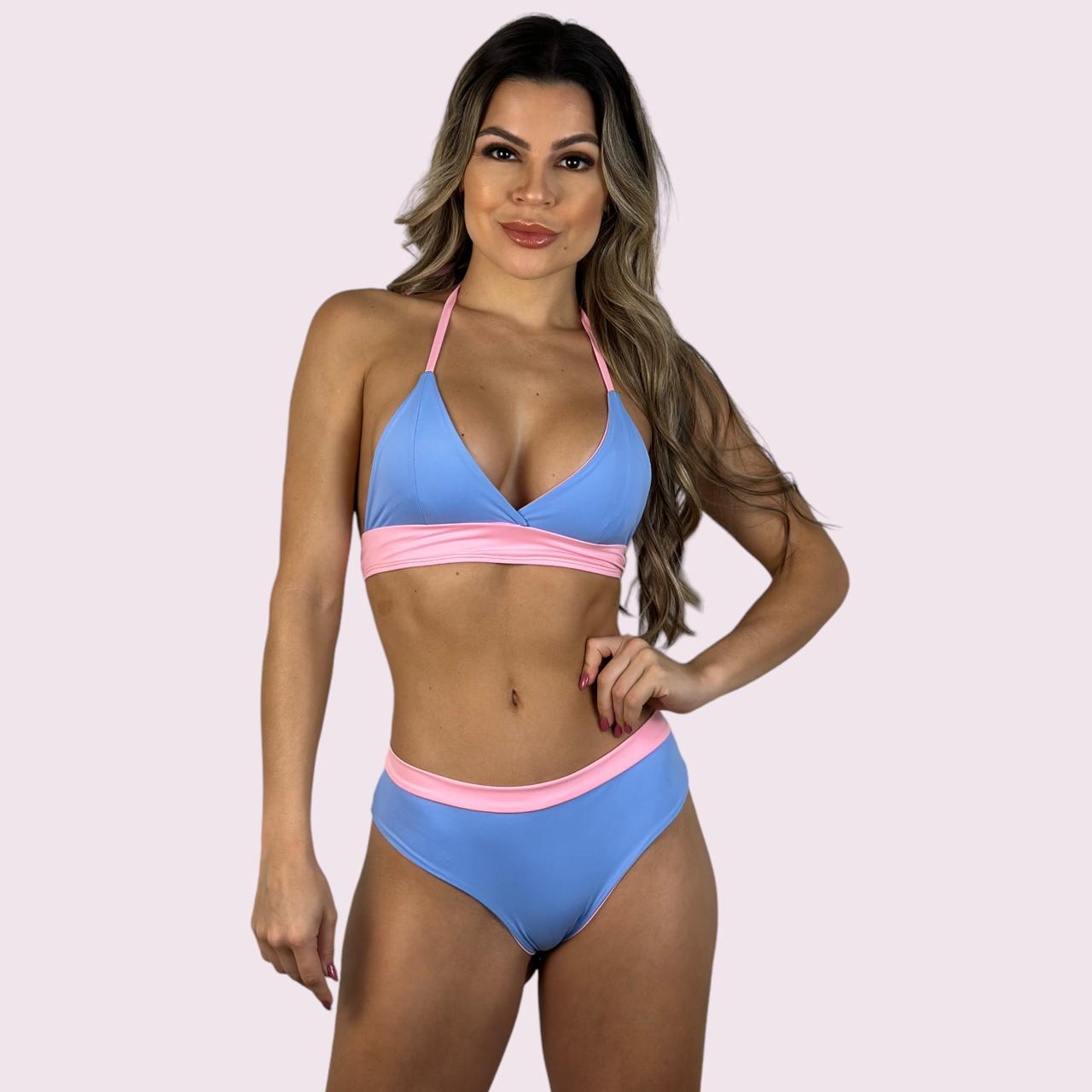 Biquíni Bela Azul com Rosa