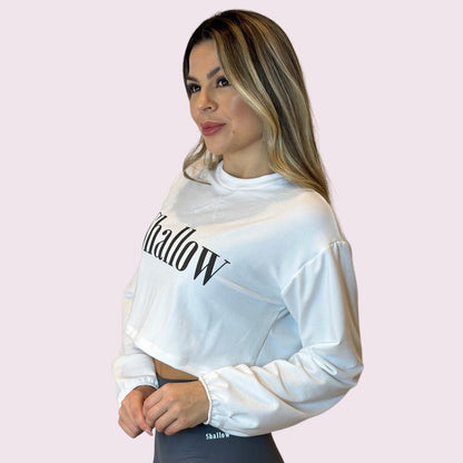 Cropped Manga Longa Shallow Branco