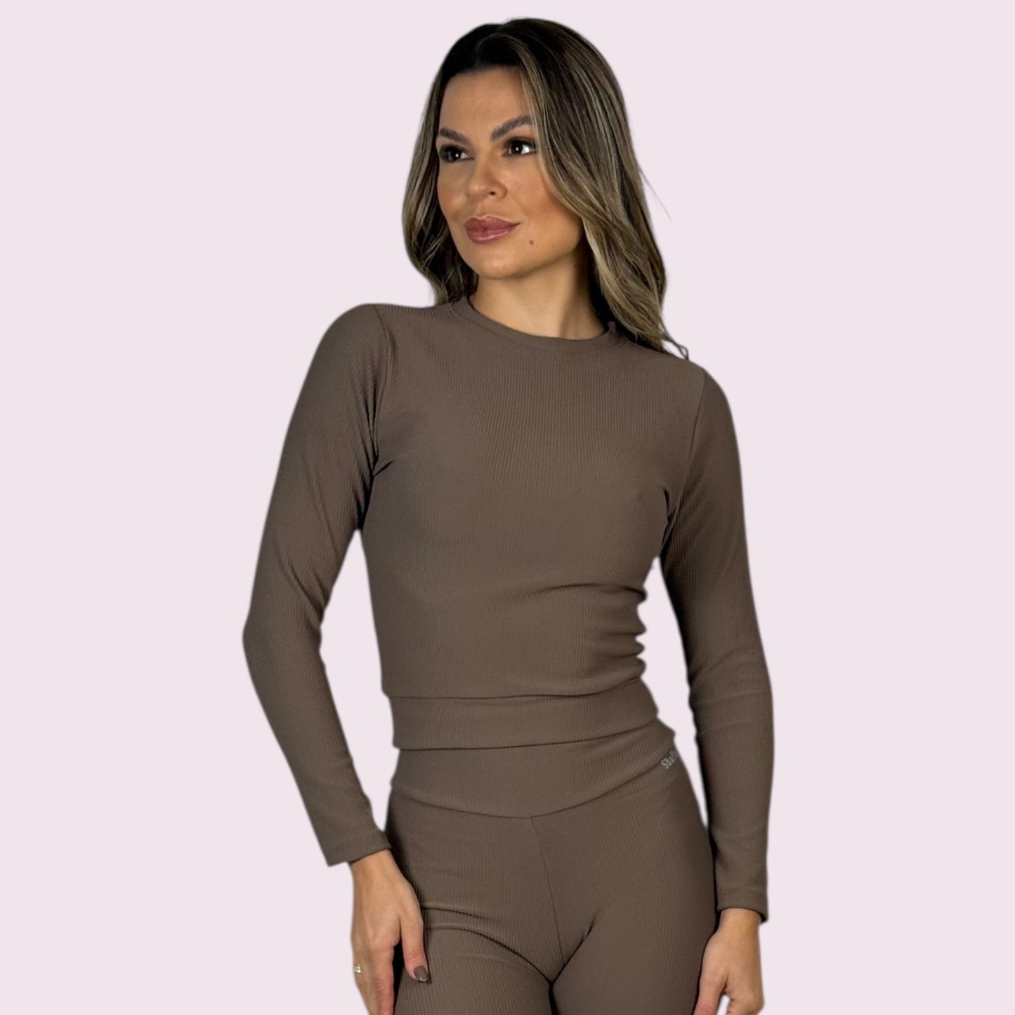 Cropped Mel Cotelê Mocha Mousse