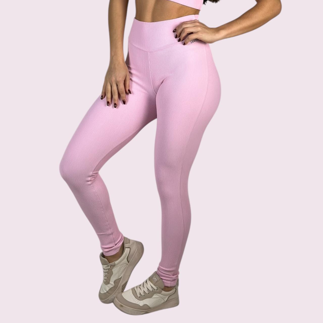 Legging Kim Cotelê Rosa Candy