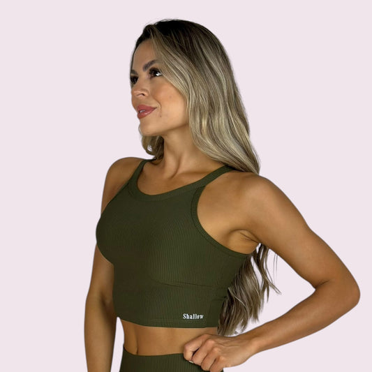 Cropped Ana Cotelê Verde Militar