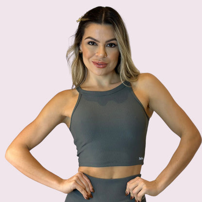 Cropped Ana Cotelê Grafite