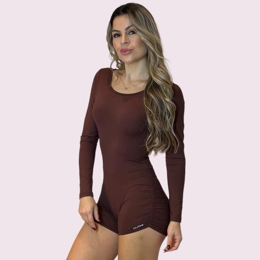 Macacão Maia Curto Suplex Coffee