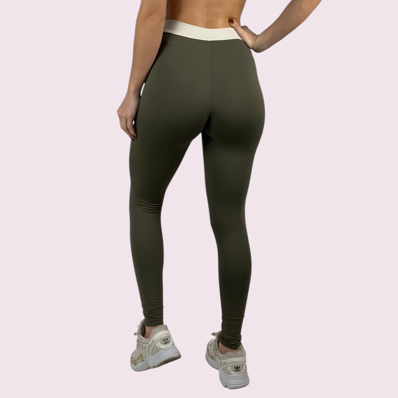 Legging Elastic Verde Militar com Off White