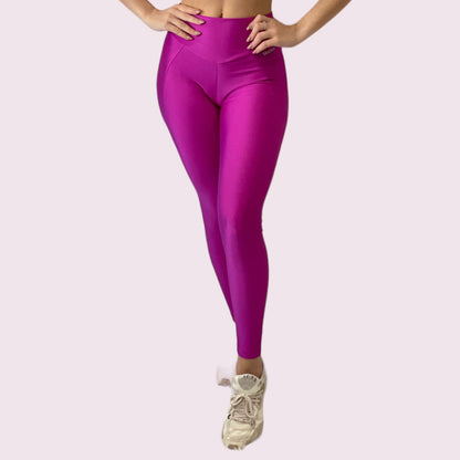 Legging Recortes Metalizado Fúcsia