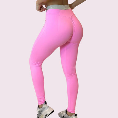 Legging Elastic Empina Bumbum Rosa Neon com Off White
