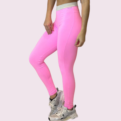 Legging Elastic Empina Bumbum Rosa Neon com Off White