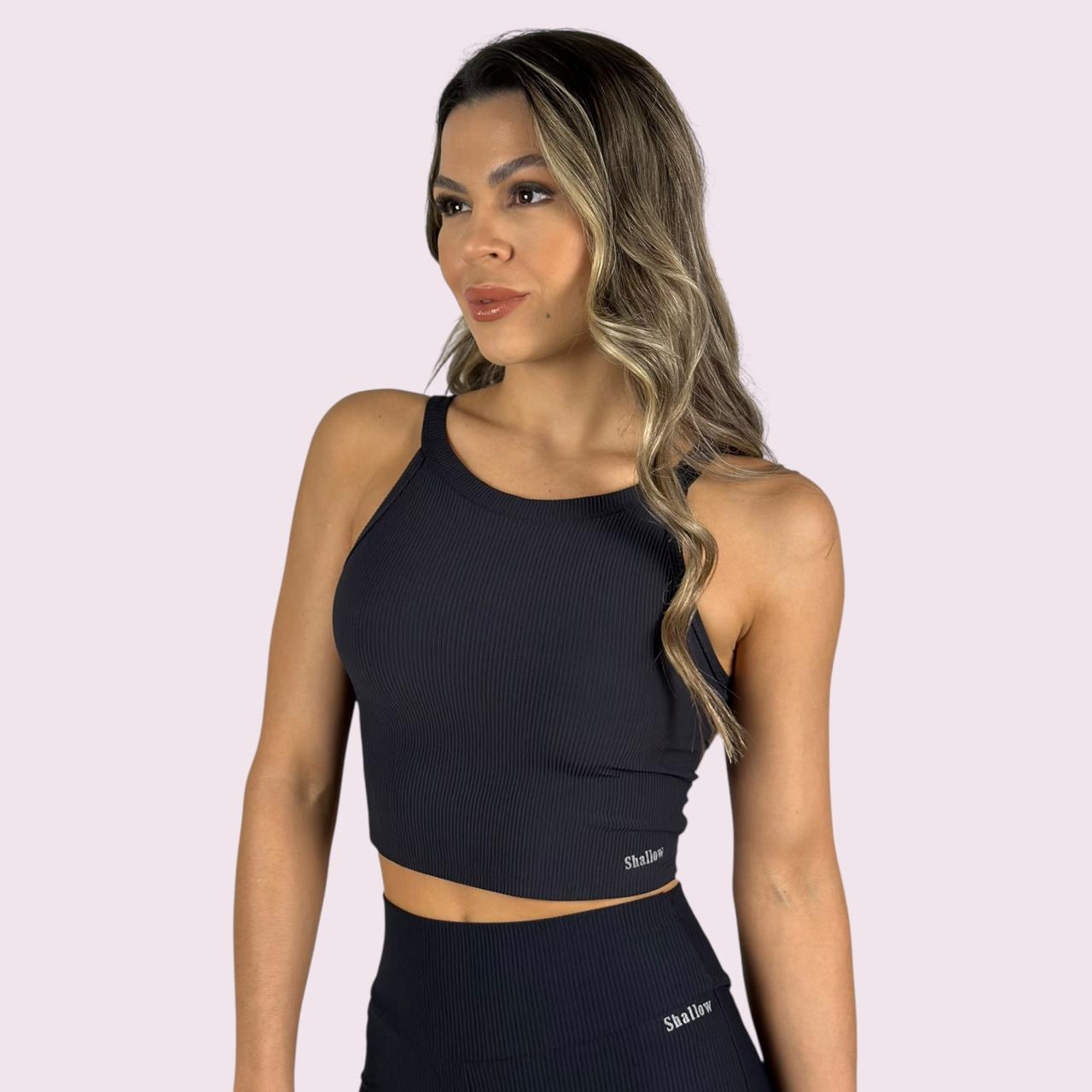 Cropped Ana Cotelê Preto