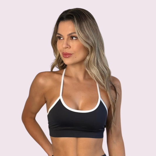 Top Lari Preto com Branco