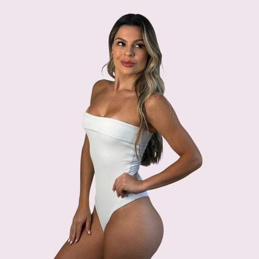Maiô Bia Cotelê Branco