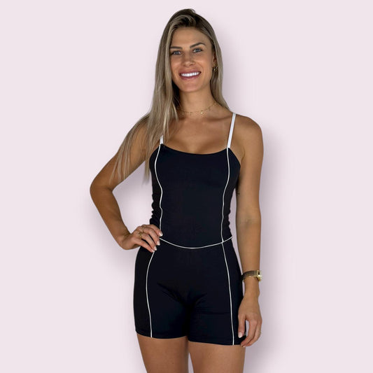 Macacão Luiza Preto com Branco