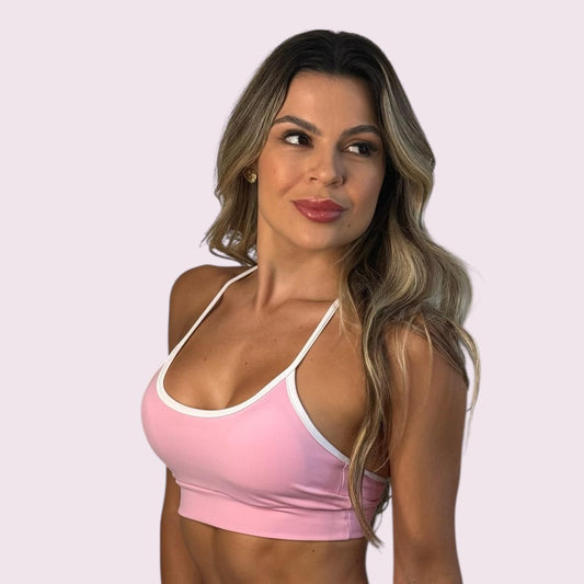 Top Lari Rosa Candy com Branco