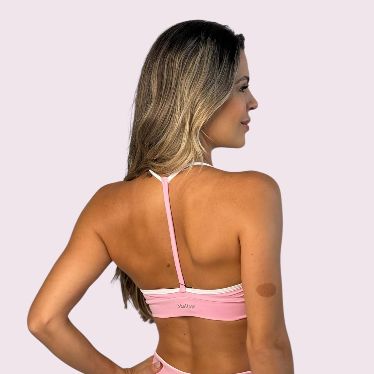 Top Lari Rosa Candy com Branco