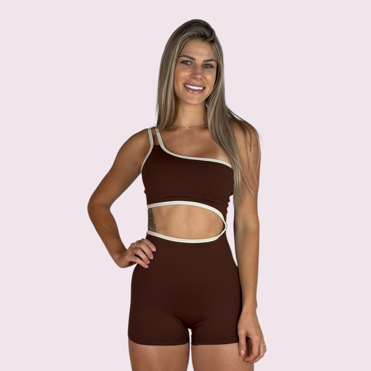 Macacão Luna Coffee com Off White