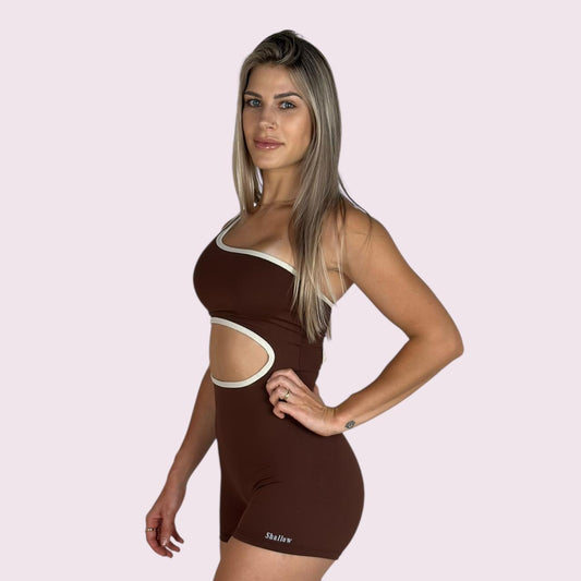 Macacão Luna Coffee com Off White