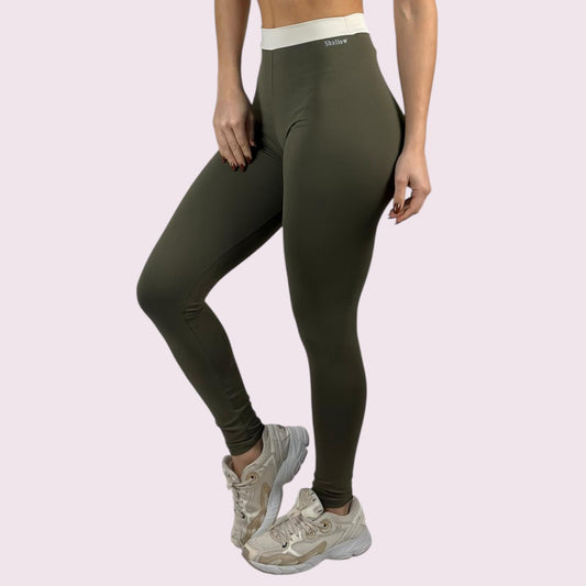 Legging Elastic Verde Militar com Off White