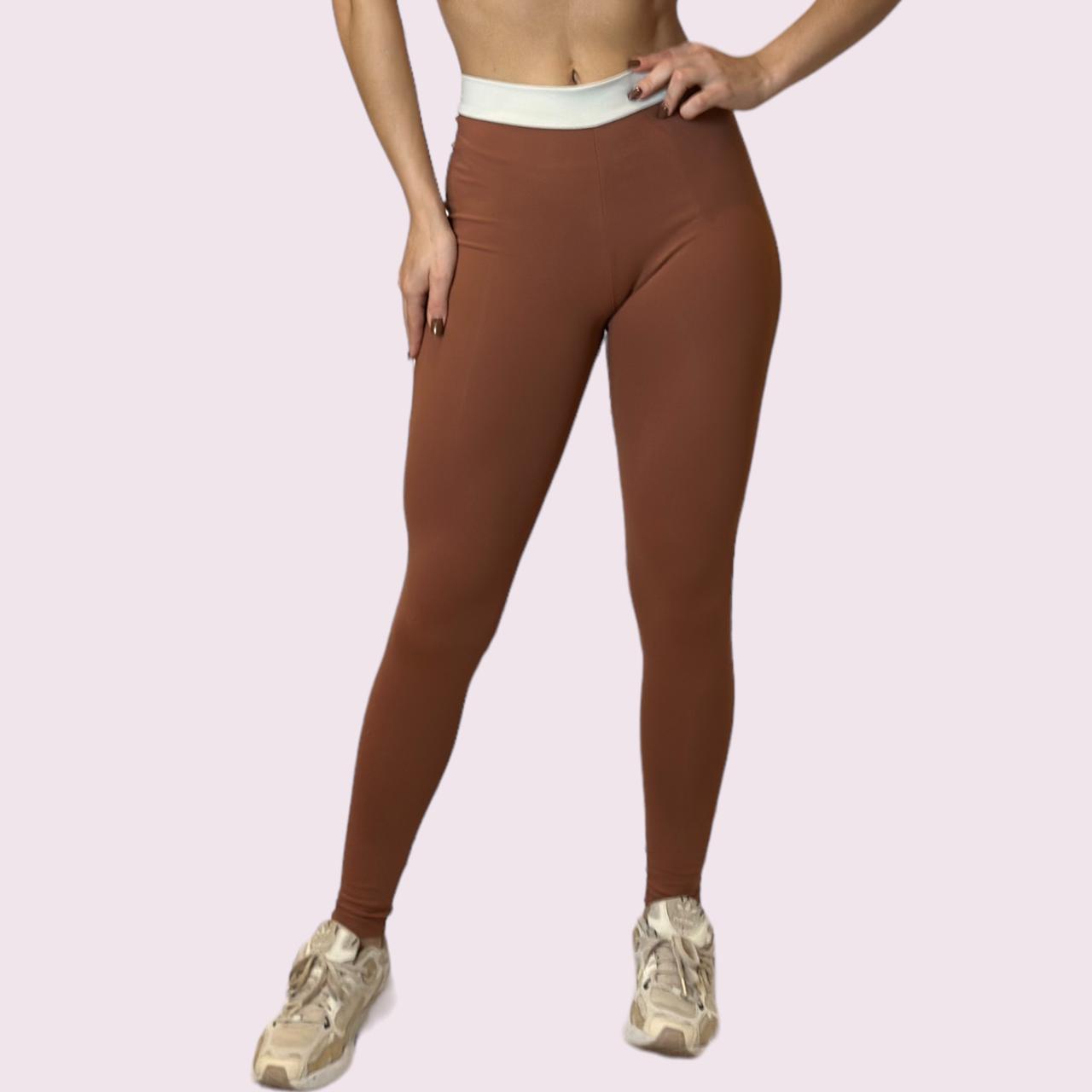 Legging Elastic Empina Bumbum Terracota com Off White