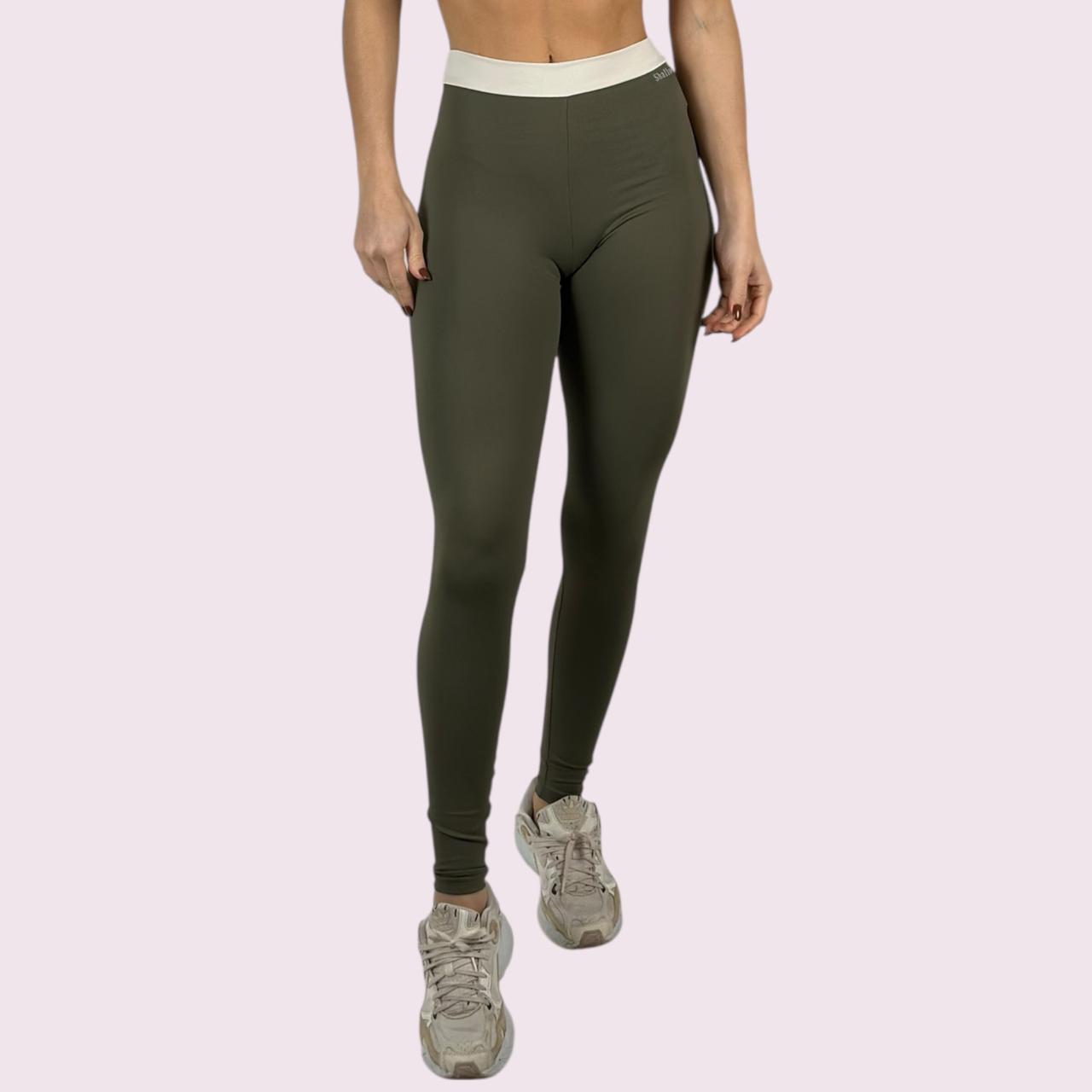 Legging Elastic Verde Militar com Off White