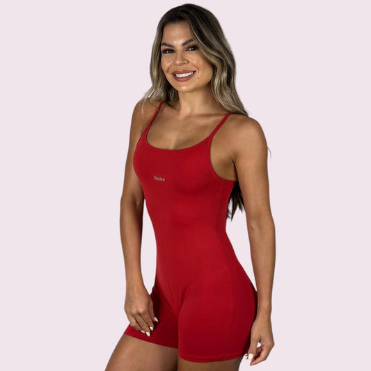 Macacão Elena Suplex Vermelho com Shallow