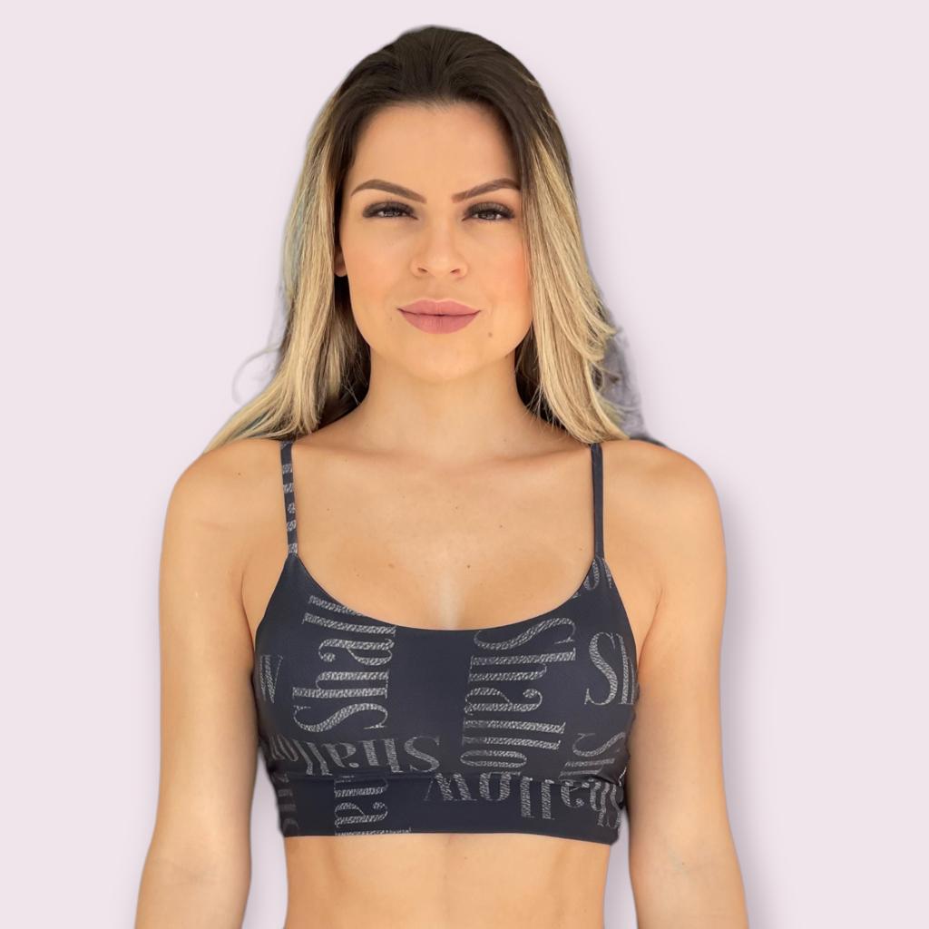 Top Isa Estampa Shallow Preta