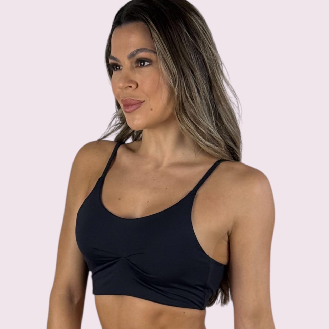 Top Yasmim Preto com Elástico Pink Shallow