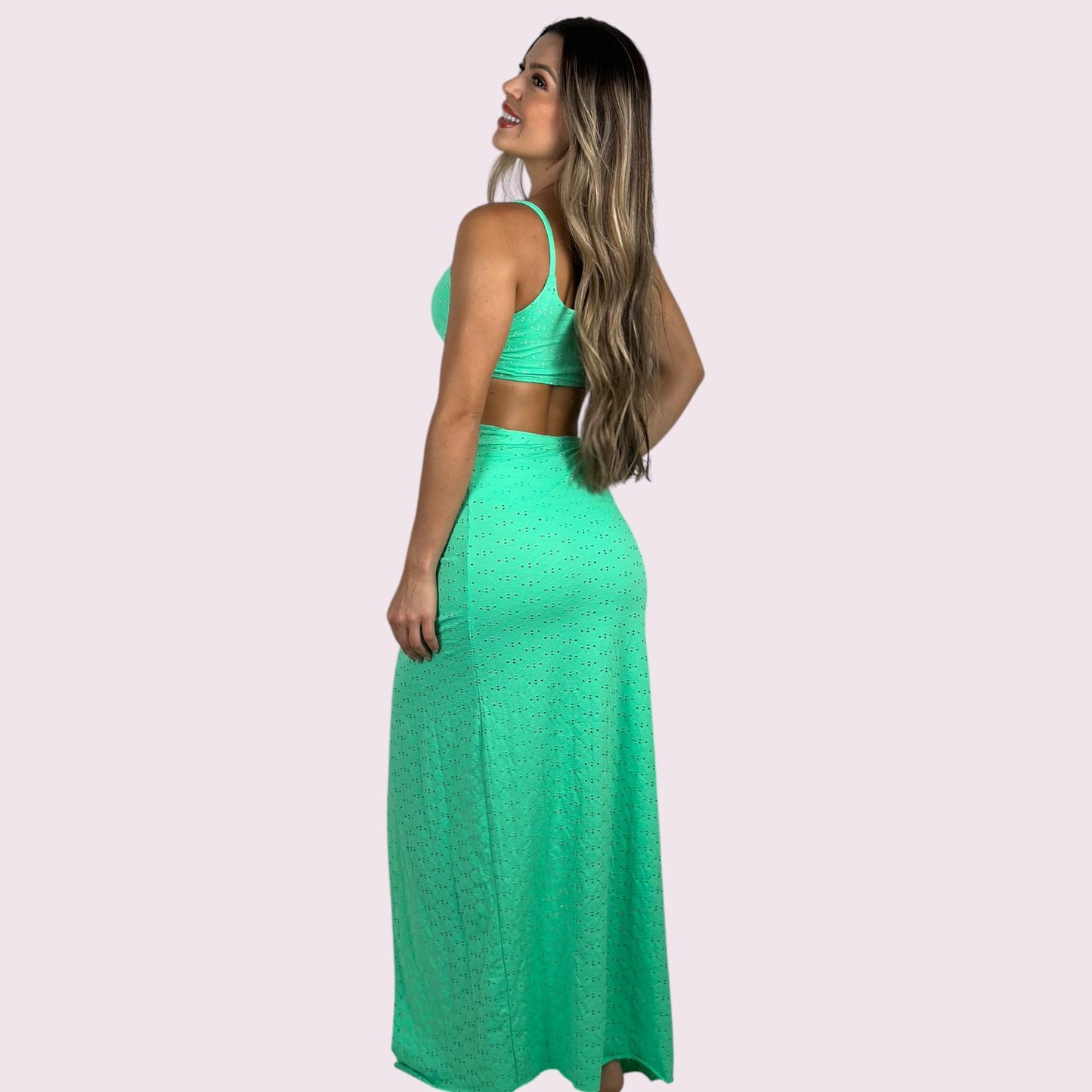 Saia de Praia Nó Broderi Verde