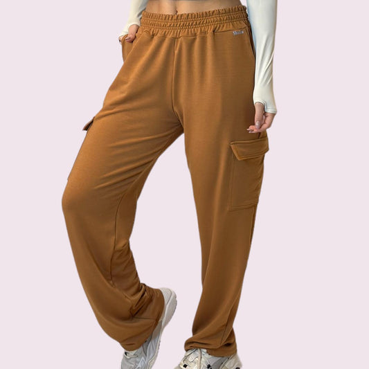 Calça Wide Moletom Terracota