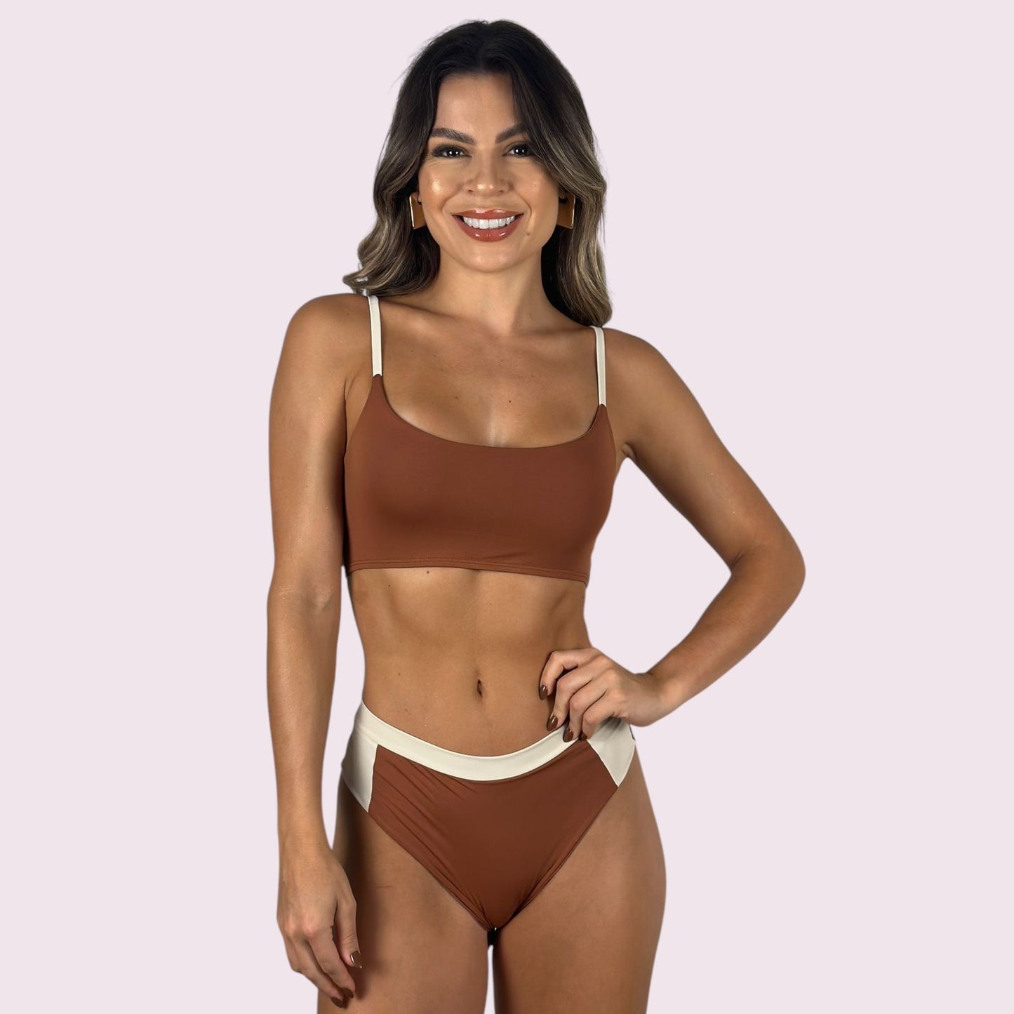 Biquíni Bali Terracota com Off White