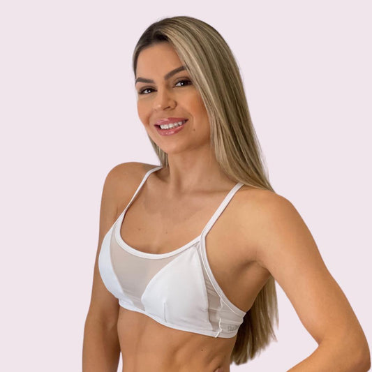 Top Luna Suplex Branco com Tule Branco
