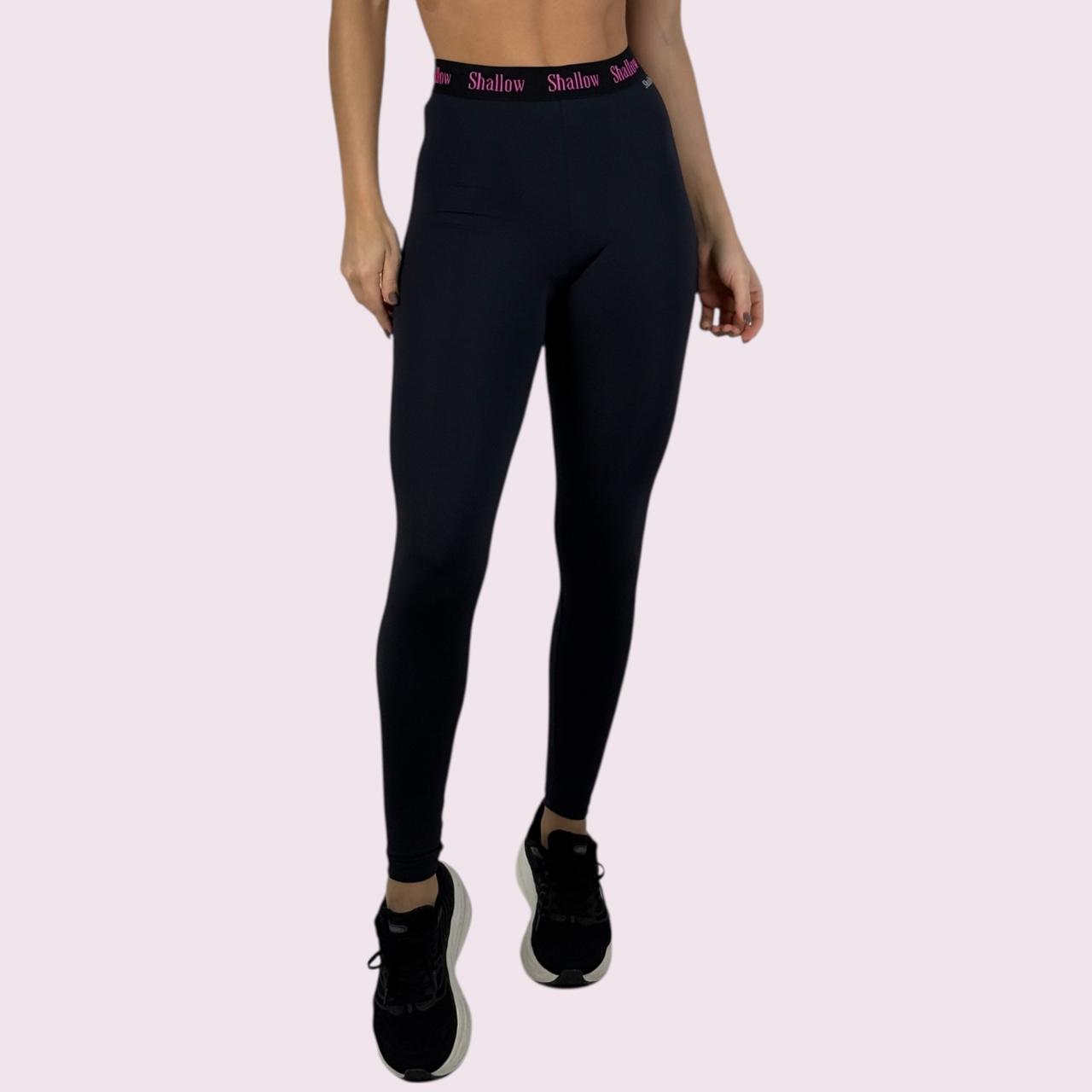 Legging Elastic Suplex Preto com Shallow Preto
