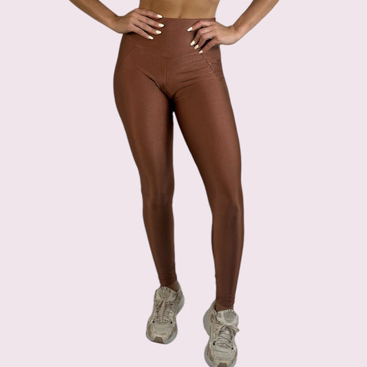 Legging Recortes Metalizado Bronze