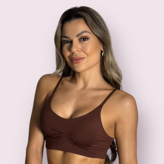 Top Yasmim Suplex Coffee com Off White