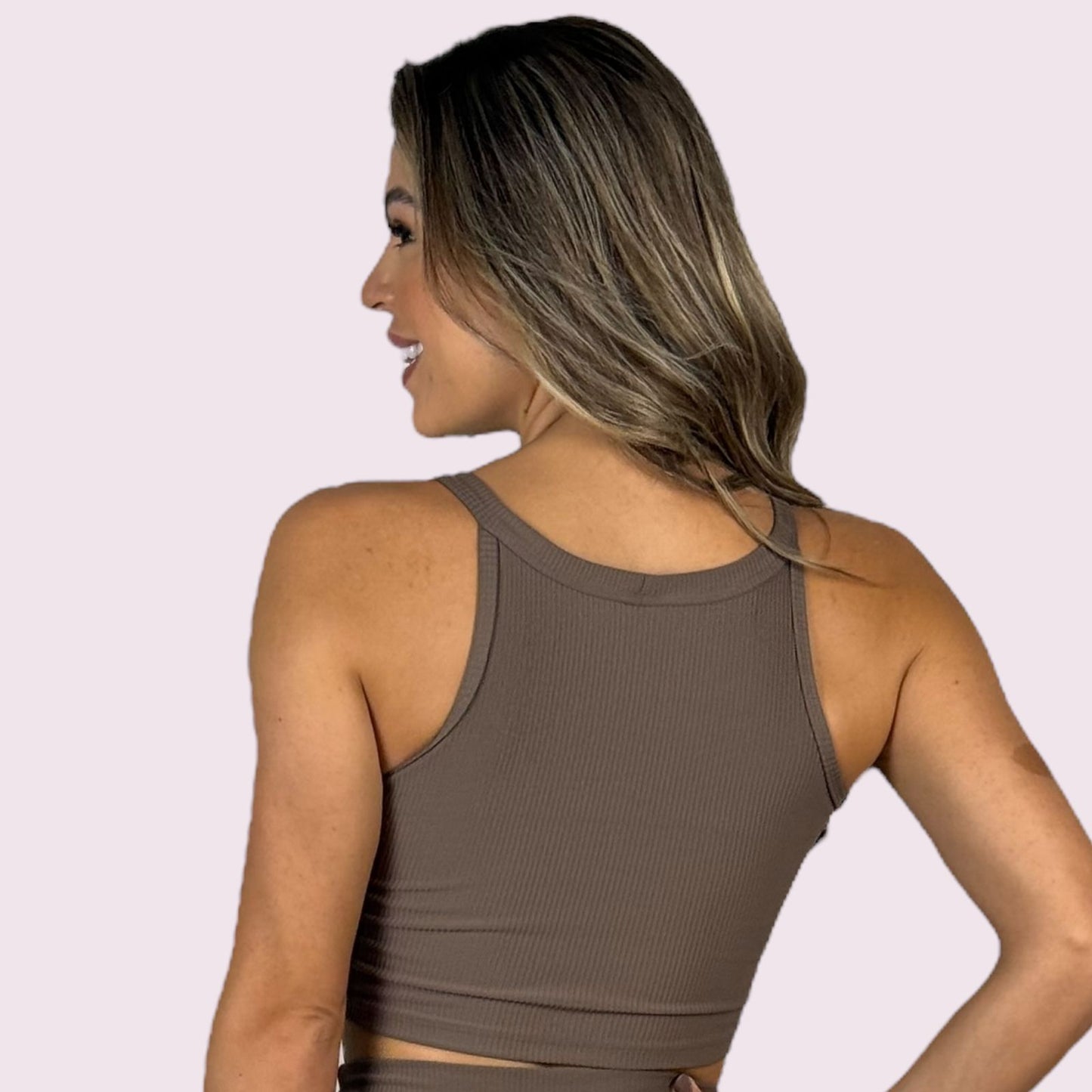 Cropped Ana Cotelê Mocha Mousse