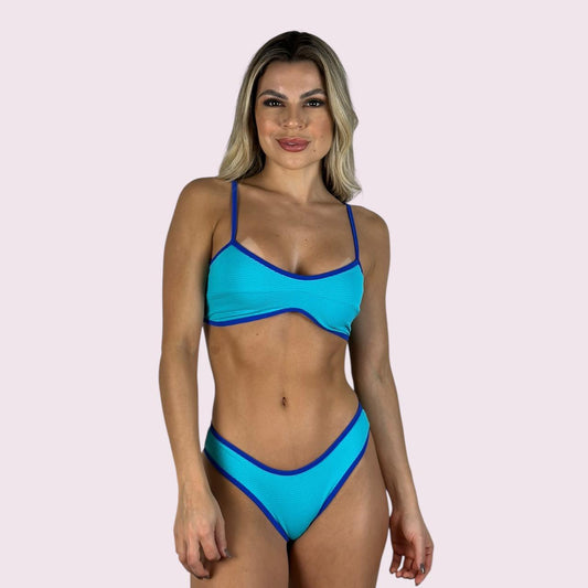 Biquíni Malibu Texturizado Tiffany com Azul