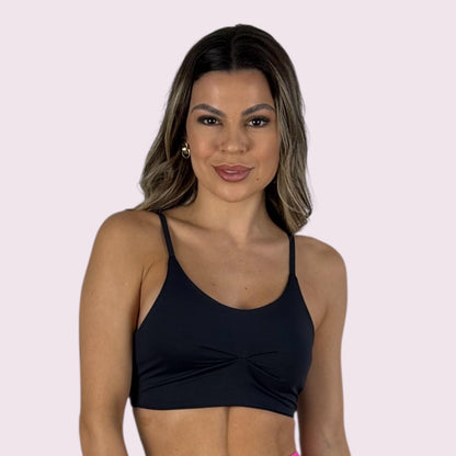 Top Yasmim Preto com Elástico Pink Shallow