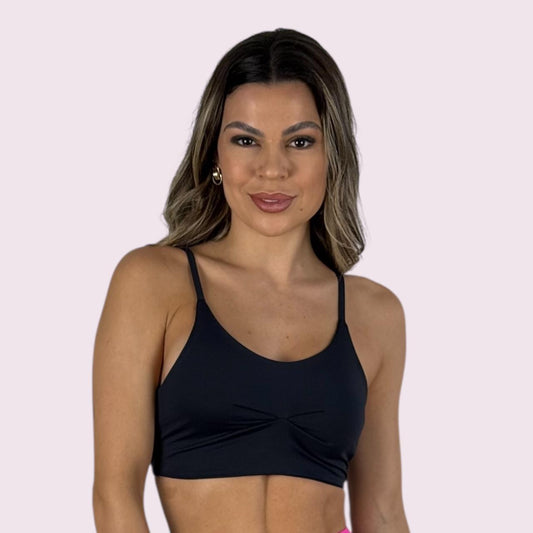 Top Yasmim Preto com Elástico Pink Shallow