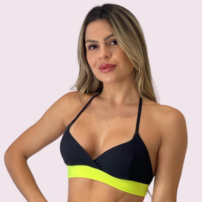 Top Jhulia Preto com Amarelo Neon