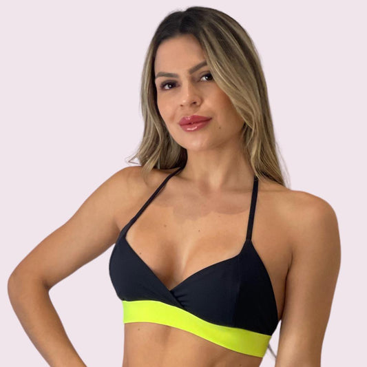 Top Jhulia Preto com Amarelo Neon