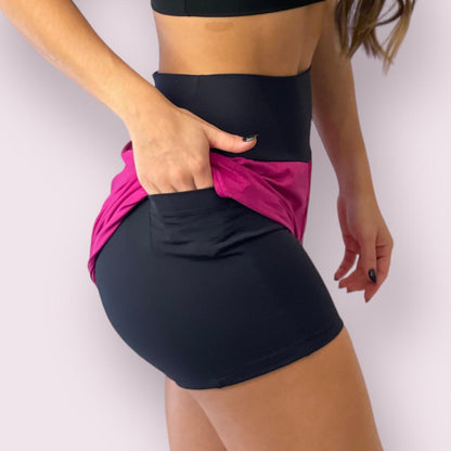 Shorts Dry Fit Fúcsia com Preto