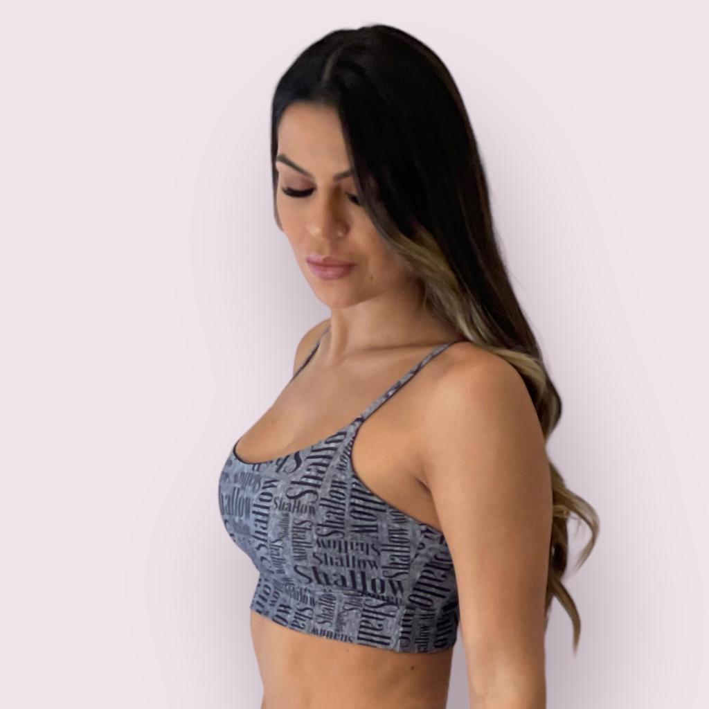 Top Isa Estampa Shallow Cinza