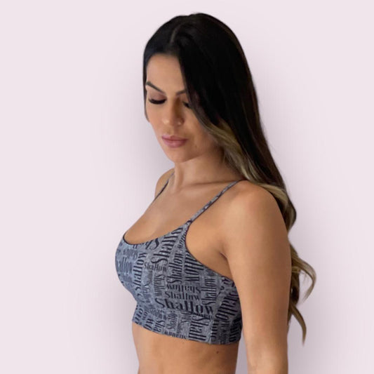 Top Isa Estampa Shallow Cinza