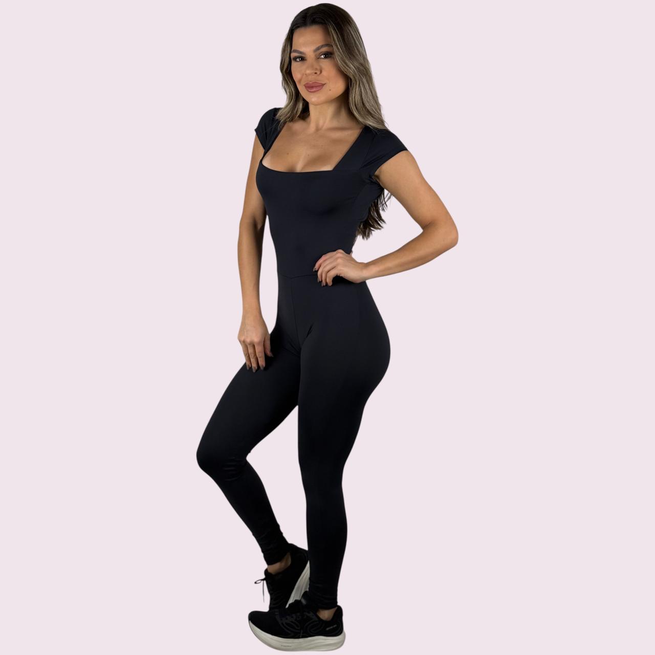 Macacão Marie Comprido Suplex Preto