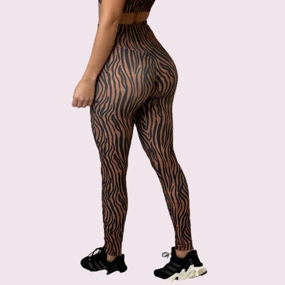 Legging Kim Estampa Zebra Marrom com Preto