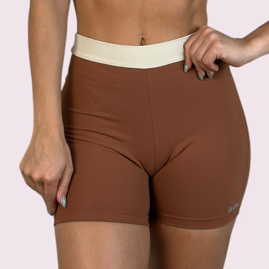 Shorts Elastic Empina Bumbum Suplex Terracota com Off White