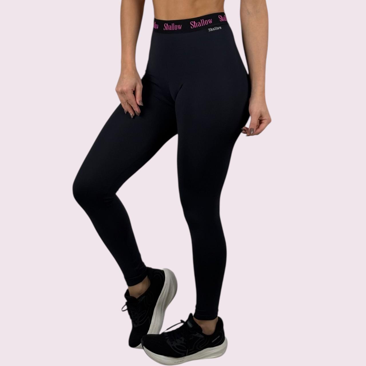 Legging Elastic Suplex Preto com Shallow Preto