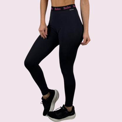 Legging Elastic Suplex Preto com Shallow Preto