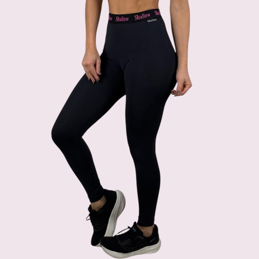 Legging Elastic Suplex Preto com Shallow Preto