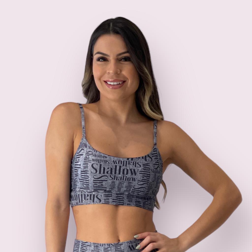 Top Isa Estampa Shallow Cinza