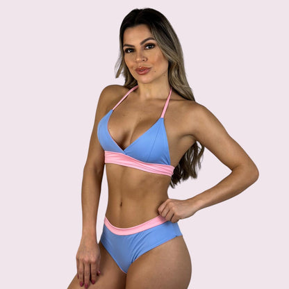 Biquíni Bela Azul com Rosa