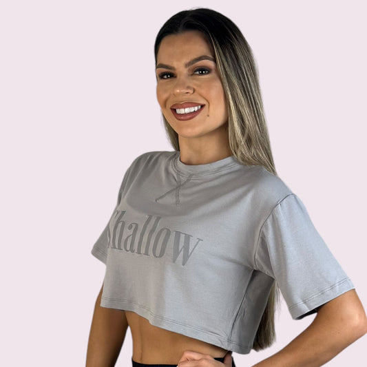 Cropped Manga Curta Grafite Shallow Grafite